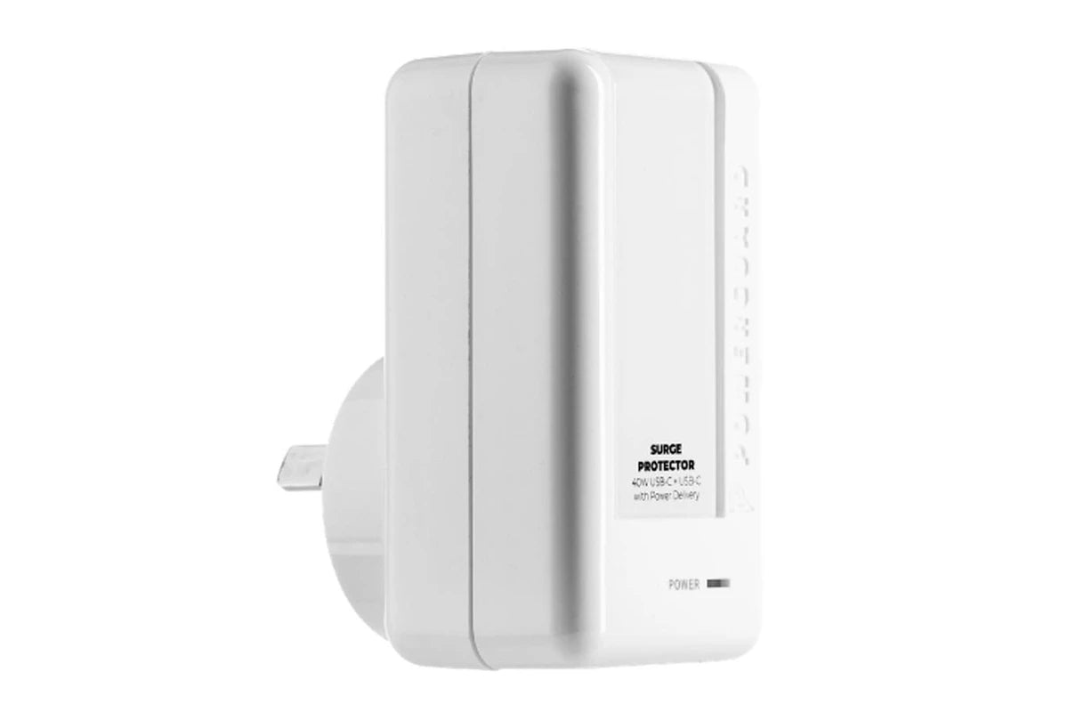 3sixT PowerGuard 40W Dual USB-C Phone Wall Charge Surge Protector White