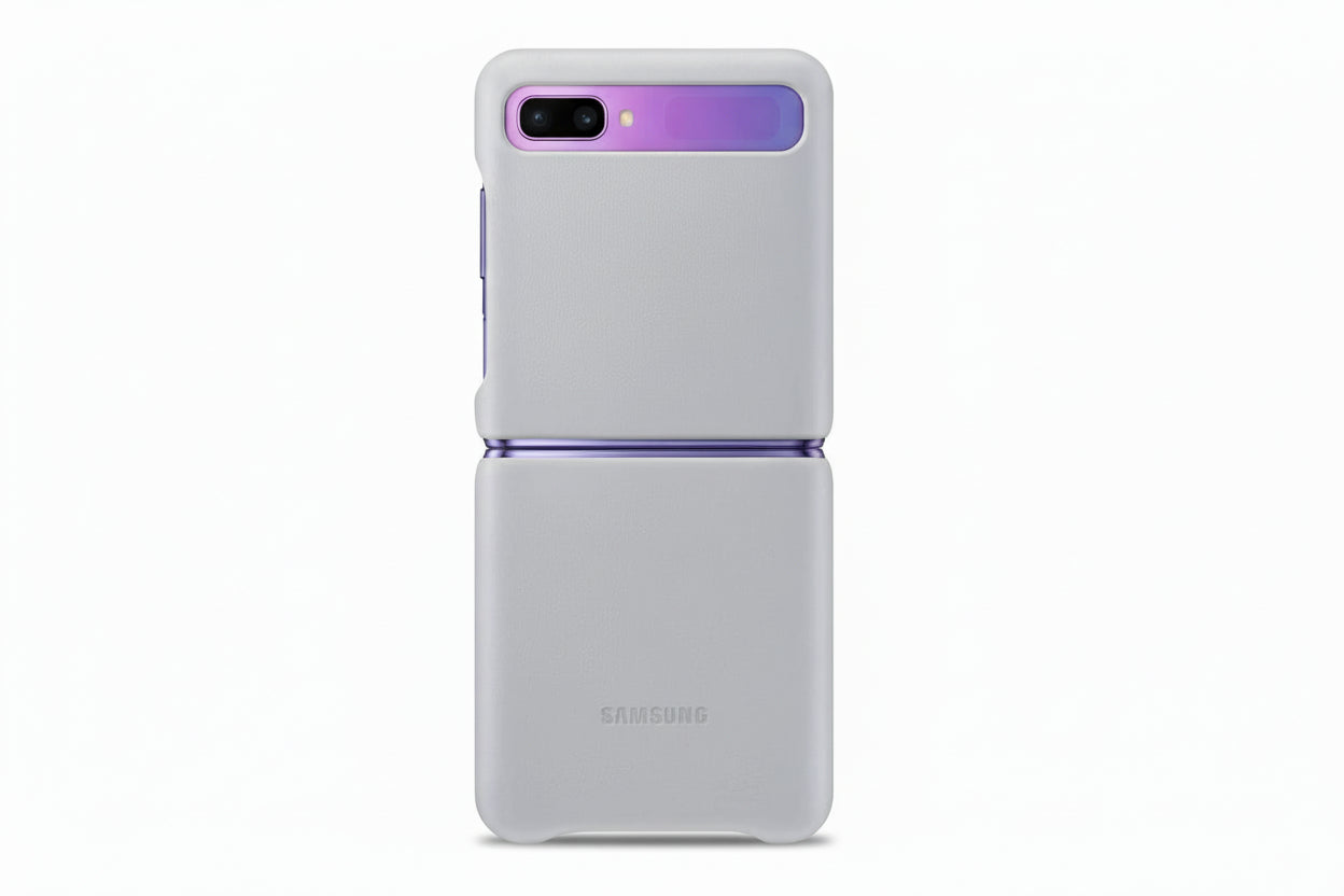 Original Samsung Genuine Leather Cover for Galaxy Z Flip – Premium Grey Finish