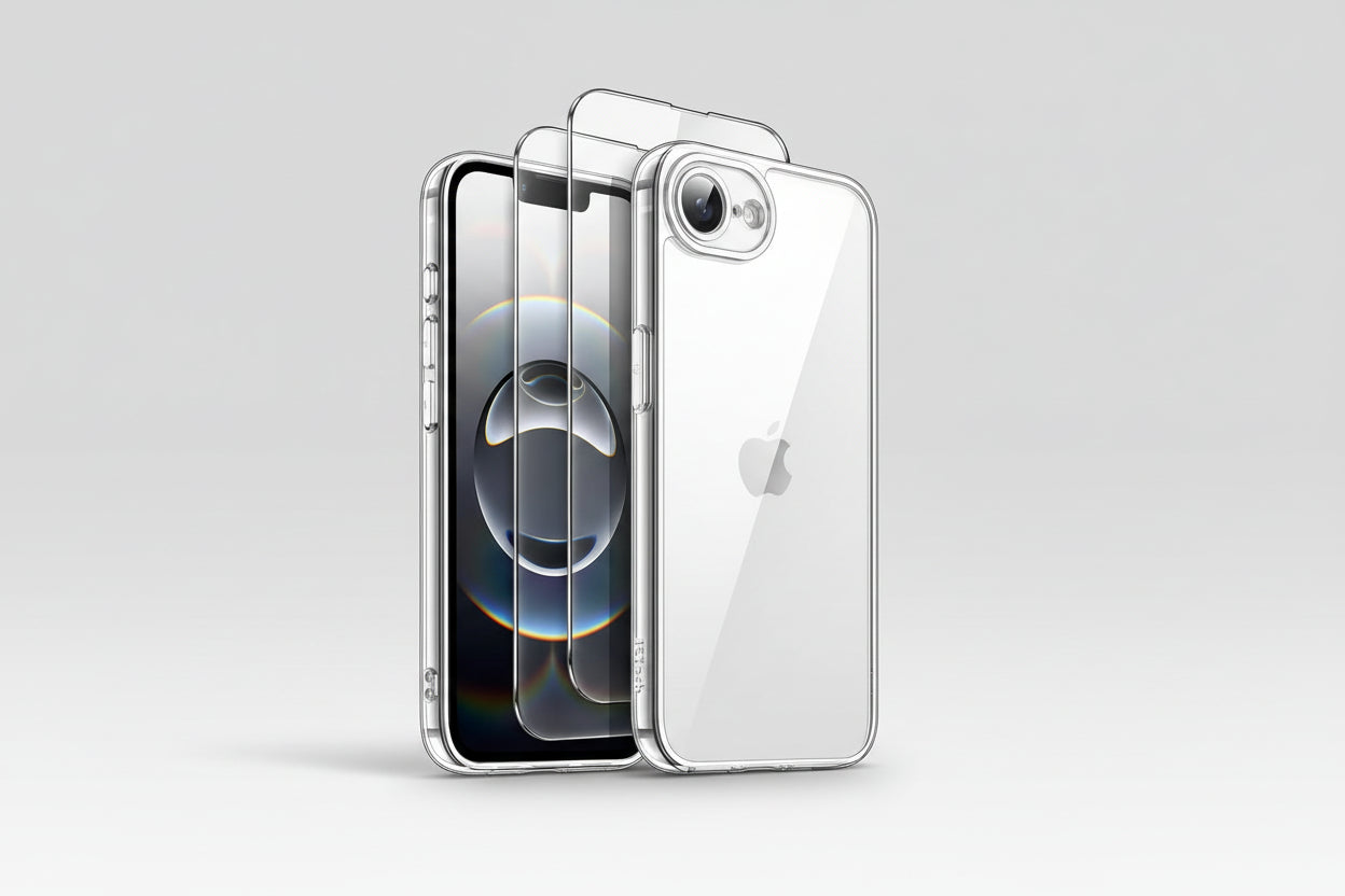 Bundle Pack Clear Hardcase with Glass Screen Protector for iPhone 16 E