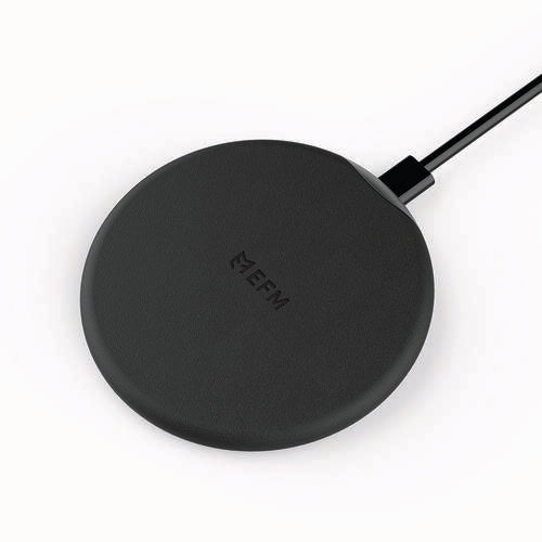 EFM Leather Wireless Charge Pad 15W Qi WPC Certified with USB Wall Adapter Black