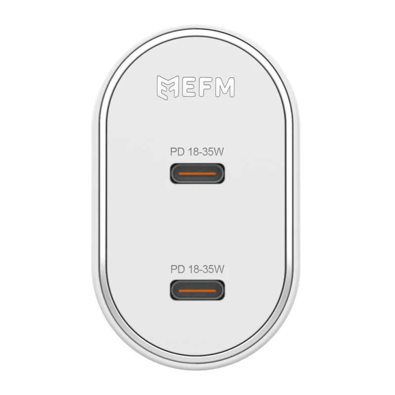 EFM 35W Dual Port Phone holder Wall Charger with Power Delivery and PPS - White