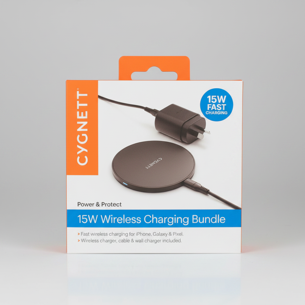Cygnett 15W Wireless Charging Bundle CY4035BUWIR - Black