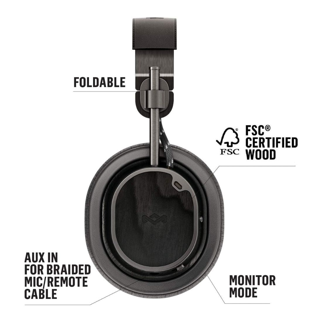 House of Marley Exodus ANC Over Ear Bluetooth Headphones - Black