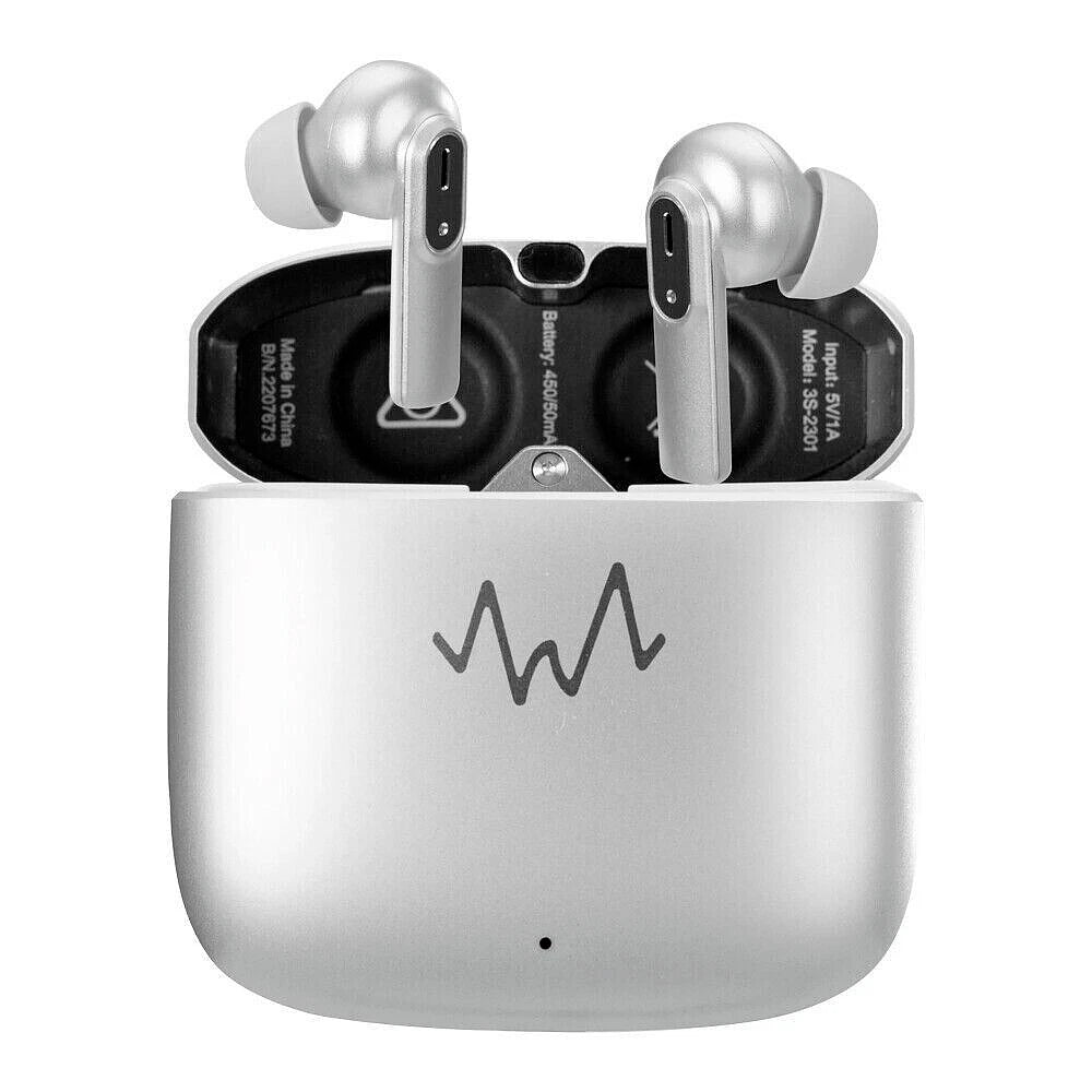 Wave Audio 3s-2300 Silver ENC True Wireless BT Earbuds Earphones Immersive Pro