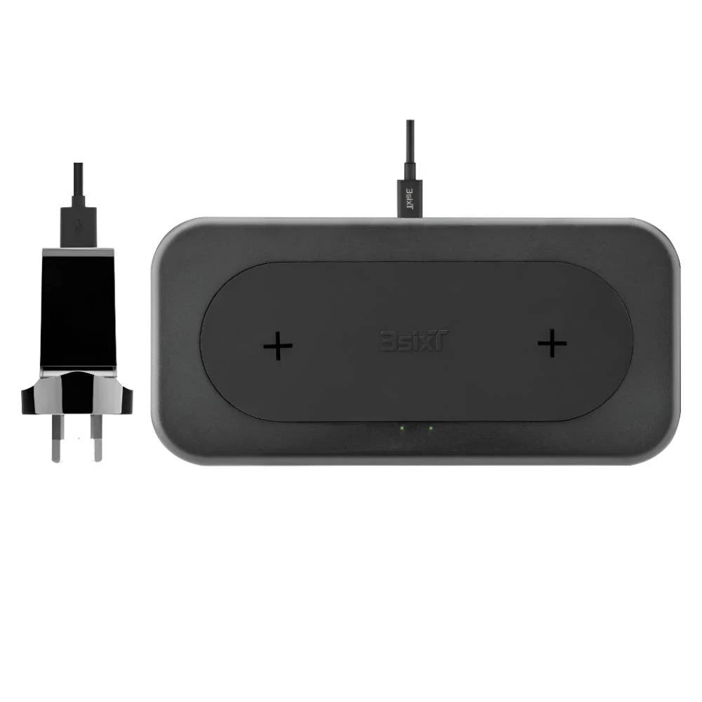 3sixT  15W Dual Wireless Charger with Adapter - Black