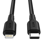 EFM 60w Dual Port Wall Charger With Type C to Lightning Cable 1m Black
