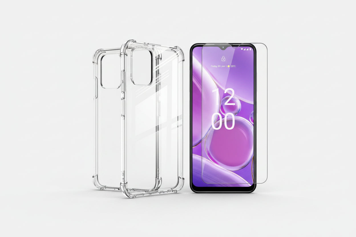 Bundle Pack Hard Clear Case with Glass Screen Protector for Nokia G11 Plus