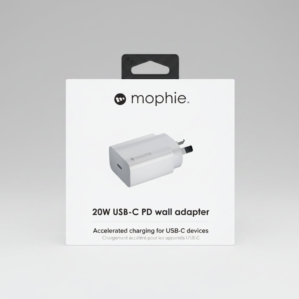 Mophie 20W USB-C PD Wall Charger - White - Up to 20W PD Fast Charging for Apple