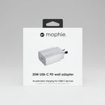 Mophie 20W USB-C PD Wall Charger - White - Up to 20W PD Fast Charging for Apple