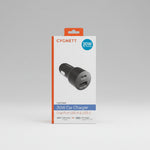 Cygnett 20W car charger with dual USB ports on a white background